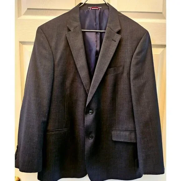 Tommy Hilfiger Mens Modern-Fit Chambray Navy‎ Weave Suit Separate Jacket 44 R